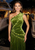 One Shoulder Maxi Velvet Dress Green