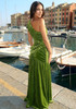 One Shoulder Maxi Velvet Dress Green