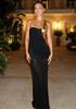 One Shoulder Draped Maxi Dress Black Gold