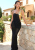 One Shoulder Draped Maxi Dress Black Gold