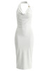 Halter Draped Midi Dress White