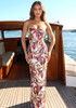 Strapless Sequin Floral Maxi Dress Hot Pink