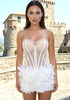Strapless Petal Mesh Bustier Dress White