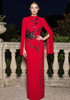 Long Sleeve Sequin Floral Maxi Dress Red
