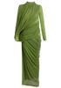 Long Sleeve Draped Maxi Dress Green