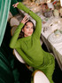 Long Sleeve Draped Maxi Dress Green