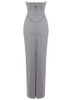 Strapless Draped Two Piece Maxi Dress Grey