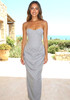 Strapless Draped Two Piece Maxi Dress Grey