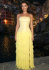 Strapless Sequin Ruffle Maxi Dress Yellow
