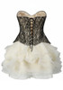 Strapless Lace Corset Ruffle Two Piece Dress Black Ivory