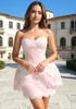 Strapless Lace A Line Dress Pink