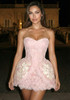 Strapless Lace A Line Dress Pink