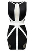 Mesh Insert Colorblock Dress Black White