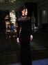 Long Sleeve Mesh Insert Maxi Velvet Dress Black
