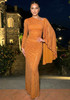 Long Sleeve Sparkly Maxi Dress Orange