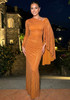 Long Sleeve Sparkly Maxi Dress Orange