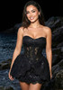 Strapless Lace A Line Dress Black