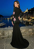 Long Sleeve Floral Embellished Maxi Dress Black
