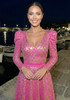 Long Sleeve Sequin A Line Maxi Dress Hot Pink