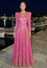 Long Sleeve Sequin A Line Maxi Dress Hot Pink