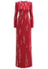 Long Sleeve Crystal Maxi Dress Red