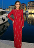 Long Sleeve Crystal Maxi Dress Red