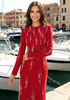 Long Sleeve Crystal Maxi Dress Red