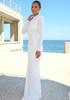 Long Sleeve Draped Structured Maxi Dress White