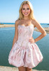 Strapless Floral Bubble Corset Dress Pink