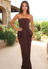 Strapless Draped Maxi Dress Brown