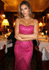 Strapless Crystal Sequin Maxi Dress Hot Pink