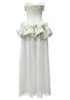 Strapless Peplum Lace Maxi Dress Green White