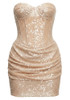 Strapless Bustier Sequin Dress Nude