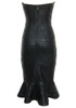 Strapless Fluted Midi Dress Black