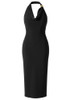 Halter Draped Design Midi Dress Black