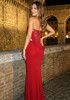 Strapless Sequin Structured Maxi Dress Red