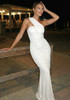 One Shoulder Draped Maxi Dress Ivory