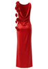 Floral Backless Maxi Dress Red
