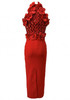 Floral Sequin Maxi Dress Red
