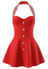 Halter Crystal A Line Dress Red
