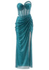 Strapless Sparkly Bustier Maxi Dress Turquoise 