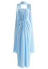 Strapless Draped Maxi Dress Light Blue