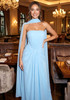 Strapless Draped Maxi Dress Light Blue