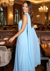 Strapless Draped Maxi Dress Light Blue