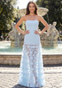 Strapless A Line Maxi Dress Light Blue