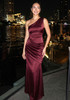 One Shoulder Draped Maxi Dress Burgundy