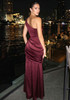 One Shoulder Draped Maxi Dress Burgundy