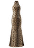 Animal Print Halter Sequin Maxi Dress