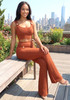 Ribbed Two Piece Jumpsuit Rust