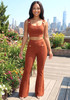 Ribbed Two Piece Jumpsuit Rust